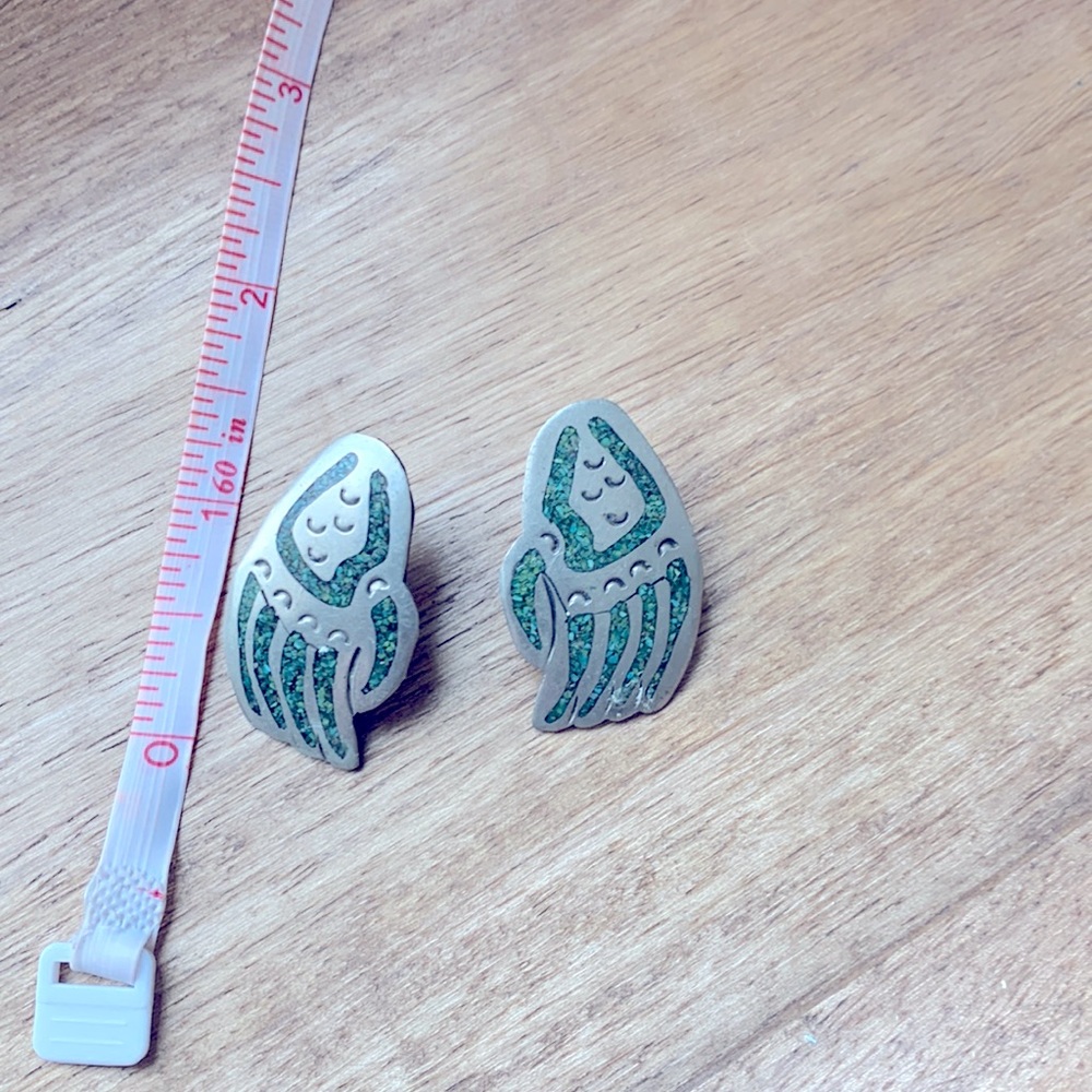 Vintage Turquoise and Silver Bear Claw Earrings